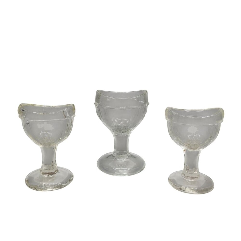 Vintage Gulfport Clear Glass Eye Wash Paneled Glass Set Of 3